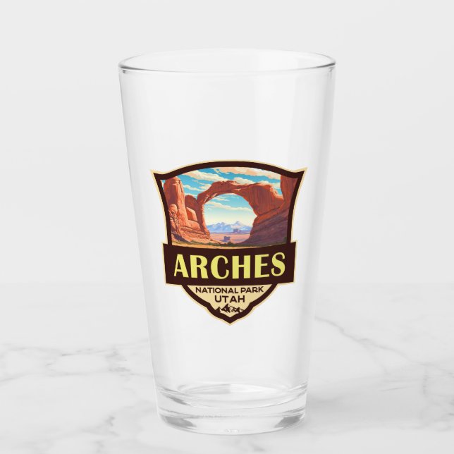 Arches National Park Illustration Retro Glass (Front)