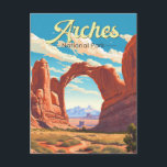 Arches National Park Illustration Retro Postcard<br><div class="desc">Arches vector artwork design. The park lies north of Moab in the state of Utah. Bordered by the Colorado River in the southeast,  it’s known as the site of more than 2, 000 natural sandstone arches.</div>