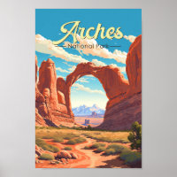 Arches National Park Illustration Retro