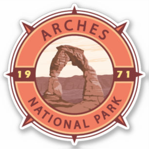 Arches National Park Retro Compass Emblem