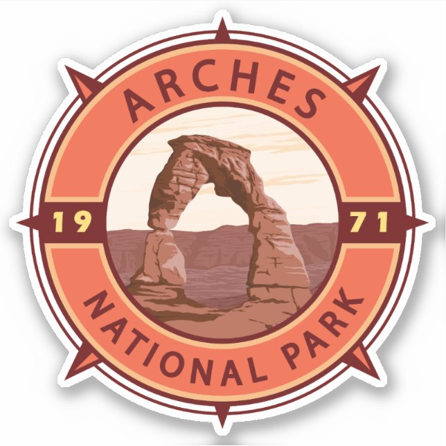 Arches National Park Retro Compass Emblem (Front)