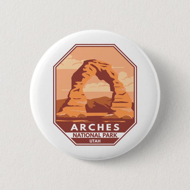 Arches National Park Utah Delicate Arch Art Retro 6 Cm Round Badge (Front)