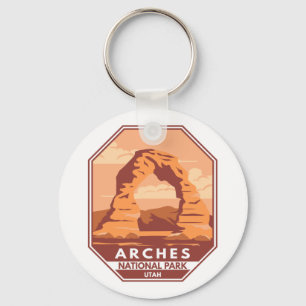 Arches National Park Utah Delicate Arch Art Retro Key Ring
