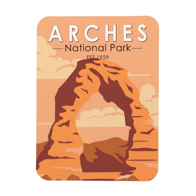 Arches National Park Utah Delicate Arch Art Retro  Magnet (Vertical)