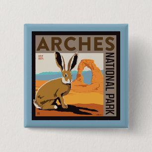 Arches National Park, Utah   Jackrabbit 15 Cm Square Badge