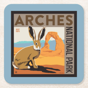 Arches National Park, Utah   Jackrabbit Square Paper Coaster