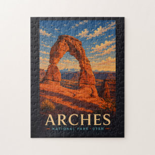 Arches National Park Utah Modern Woodblock Travel Jigsaw Puzzle