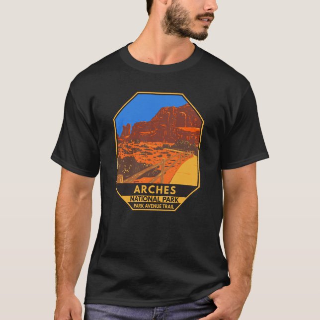 Arches National Park Utah Park Avenue Trail  T-Shirt (Front)