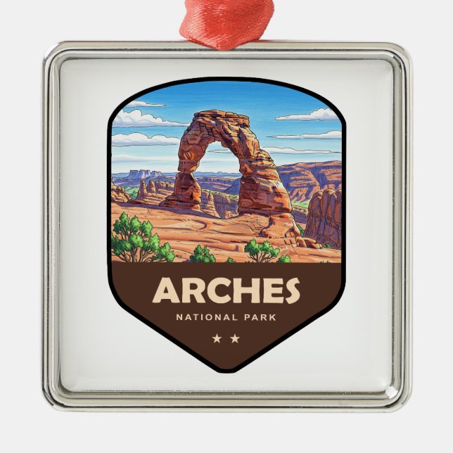 Arches National Park Utah Shield Metal Tree Decoration (Front)