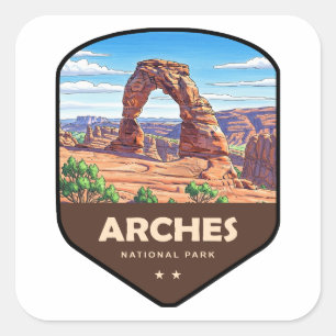 Arches National Park Utah Shield Square Sticker
