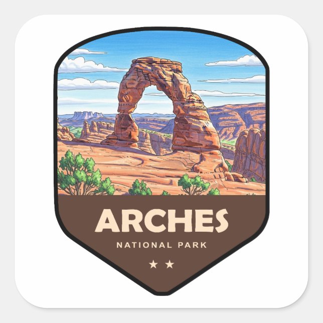 Arches National Park Utah Shield Square Sticker (Front)