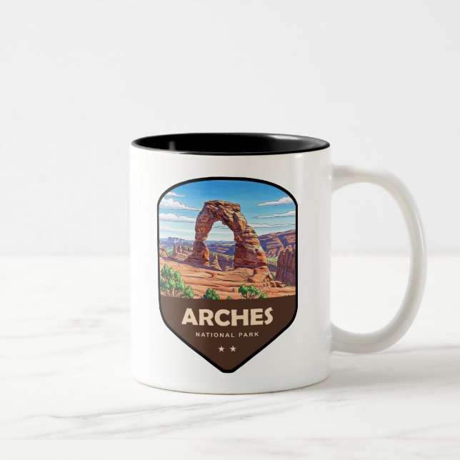 Arches National Park Utah Shield Two-Tone Coffee Mug (Right)
