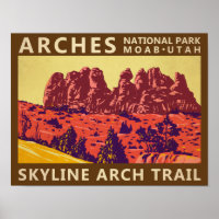 Arches National Park Utah Skyline Arch Trail Retro