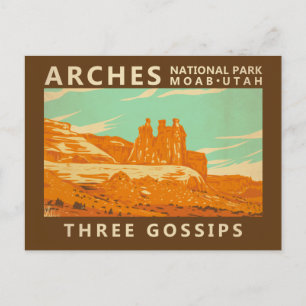 Arches National Park Utah Three Gossips Vintage Postcard