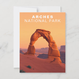 Arches National Park Utah Travel Retro Art Postcard