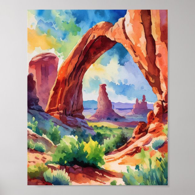 Arches National Park Utah Watercolor Poster (Front)