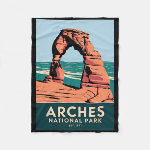 Arches National Park Vintage Camping Hiking Men Wo Fleece Blanket
