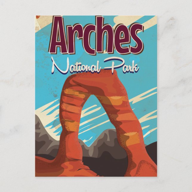 Arches National Park Vintage Holiday Poster Postcard (Front)