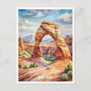 Arches National Park Watercolor Painting  Postcard