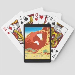Arches Nat'l Park, Vintage Poster, See America Blk Playing Cards
