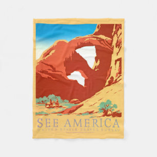 Arches Nat'l Park, WPA Vintage Poster, See America Fleece Blanket
