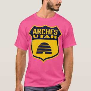 Arches Utah Retro Flag Shield Blue T-Shirt