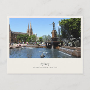 Archibald Fountain and St Marys Cathedral, Sydney Postcard