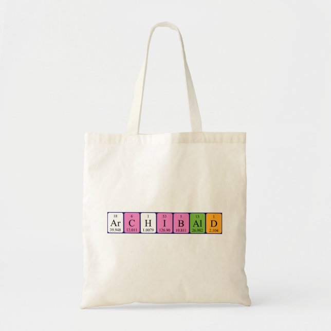 Archibald periodic table name tote bag (Front)