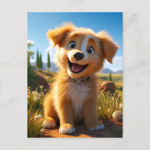 Archie - Yellow Lab Retriever Puppy Holiday Postcard