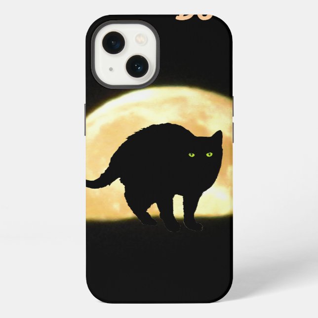 Arching Black Cat and Super Moon iPhone Case (Back)