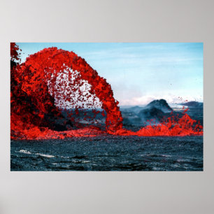 Arching Fountain of Lava from Pahoehoe Volcano Poster