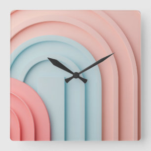 Arching shapes background in pastel colours square wall clock