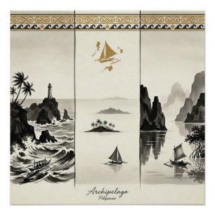 Archipelago-Three Seas of the Philippines Sumi-e Poster