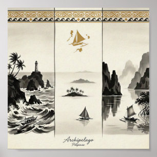 Archipelago-Three Seas of the Philippines Sumi-e Poster