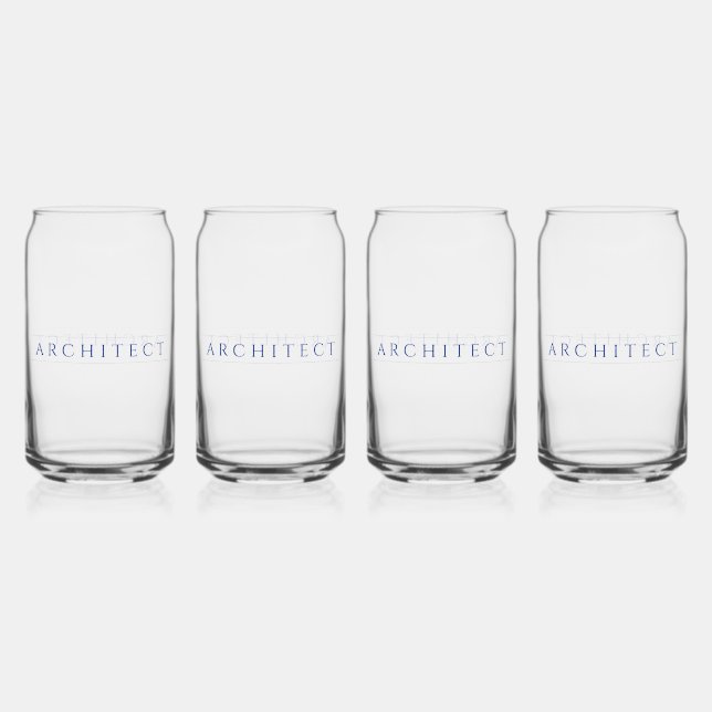 ARCHITECT 16 oz Drink Glasses Set (4) / Navy (Front)