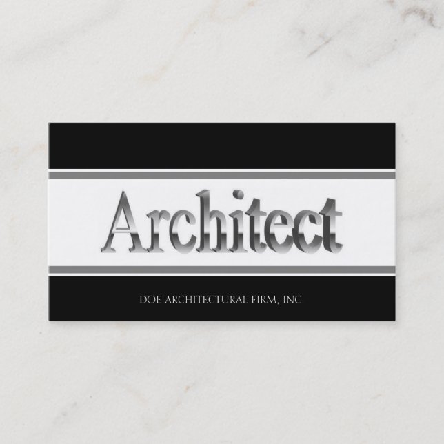 Architect 3D Script B/W Business Card (Front)