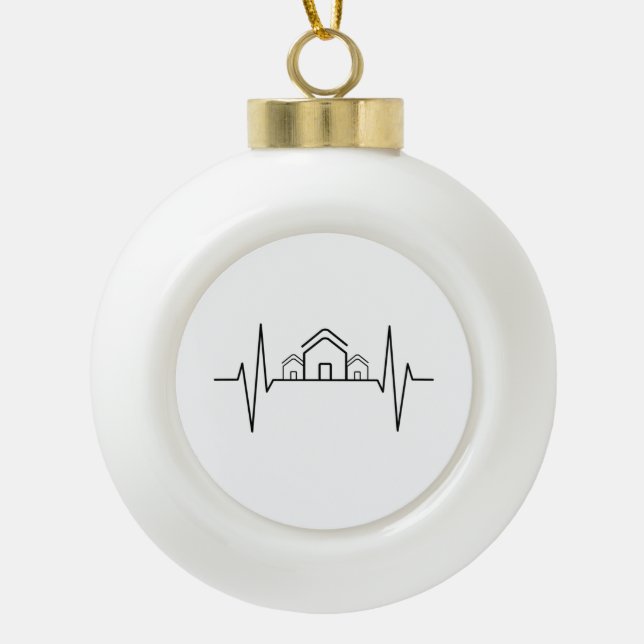 Architect - Architect Heartbeat Houses Ceramic Ball Christmas Ornament (Front)