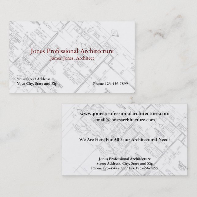 Architect Architecture Home Builder Business Card (Front/Back)