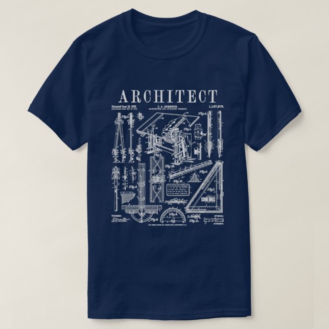 Architect Architecture Student Tools Vintage Paten T-Shirt (Design Front)