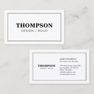 Architect Black White Professional Business Card