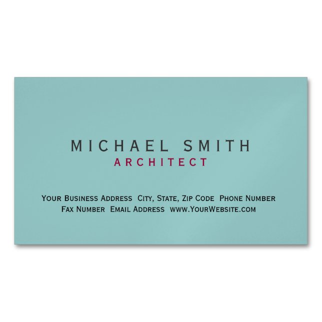 Architect Blue Modern Simple Minimal Business Card (Front)