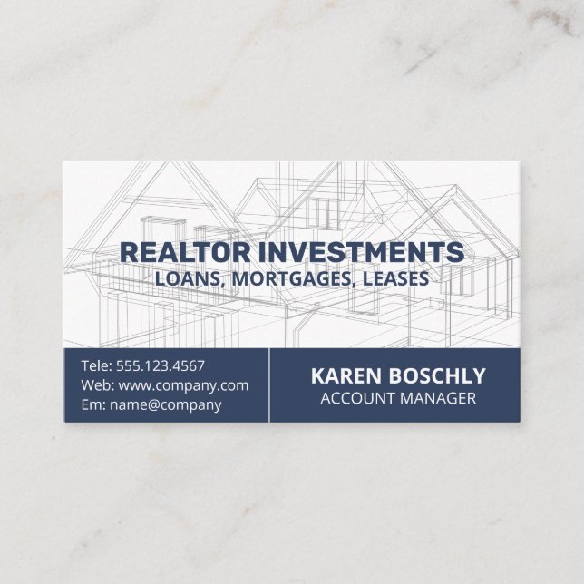 Architect Blueprint | Construction Business Card (Front)