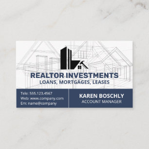 Architect Blueprint   Home Property Logo Business Card