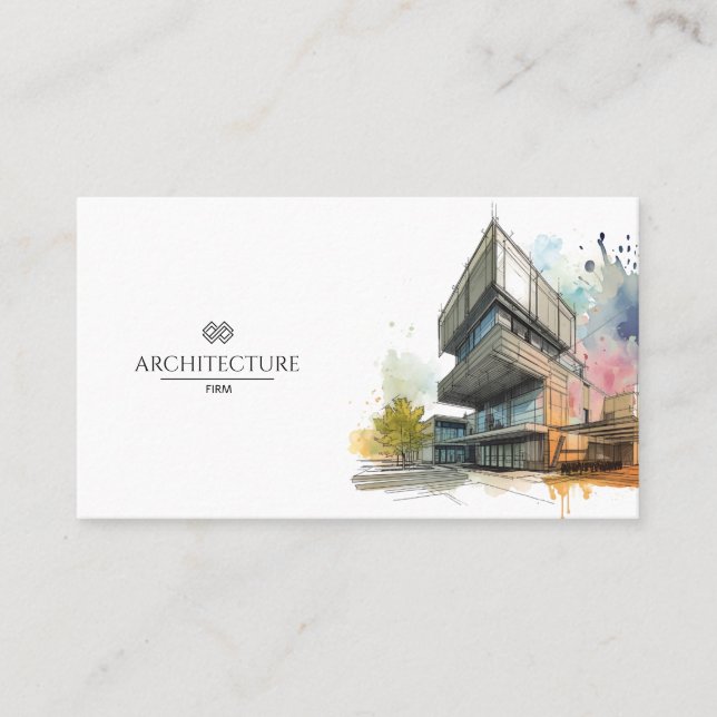 Architect Builder Watercolor Business Branding Business Card (Front)