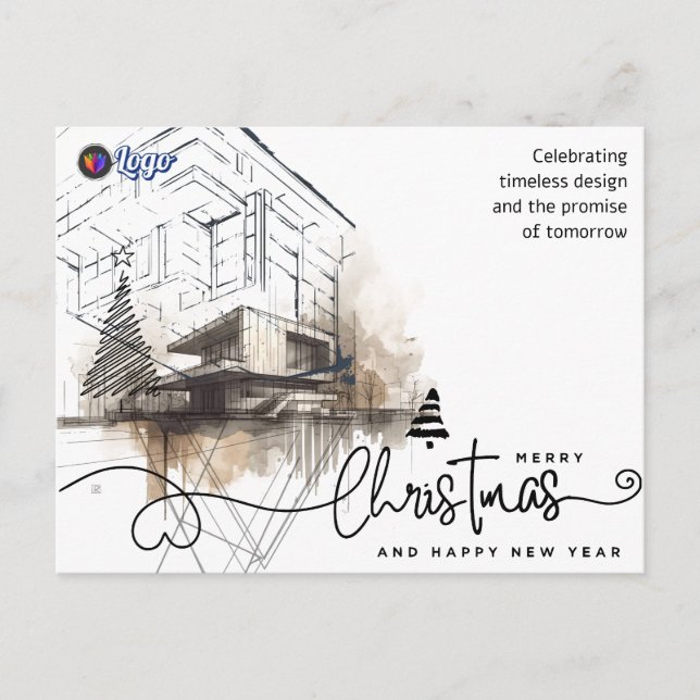 architect-builder-watercolor christmas holiday postcard (Front)