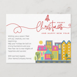 Architect Builder Watercolor Minimal Christmas Postcard