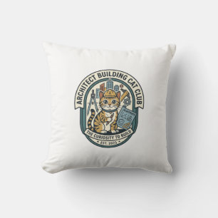 Architect Building Cat Cat Graphic Tee Art - Archi Cushion