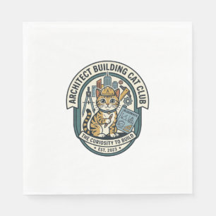 Architect Building Cat Cat Graphic Tee Art - Archi Napkin