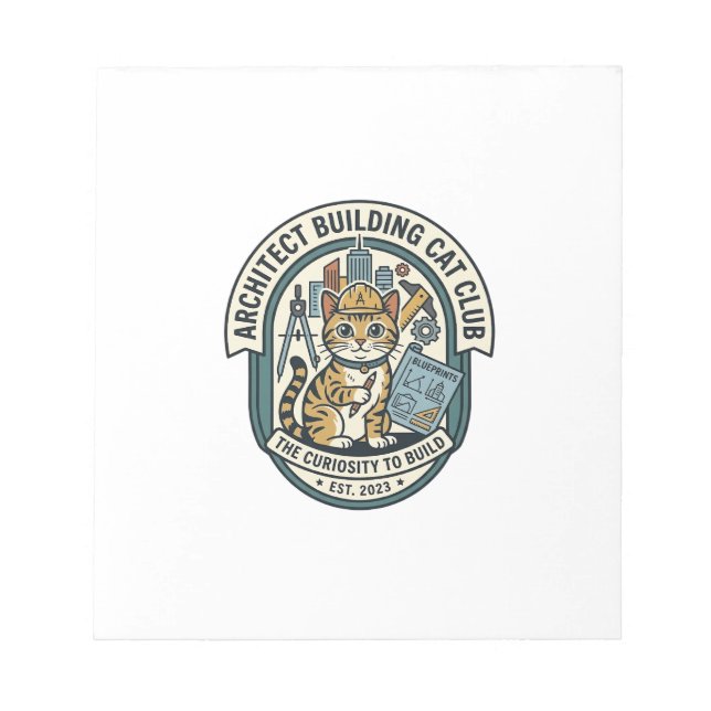 Architect Building Cat Cat Graphic Tee Art - Archi Notepad (Front)