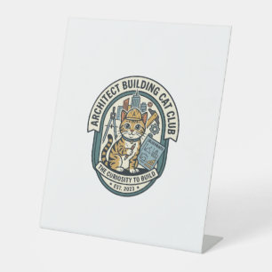 Architect Building Cat Cat Graphic Tee Art - Archi Pedestal Sign